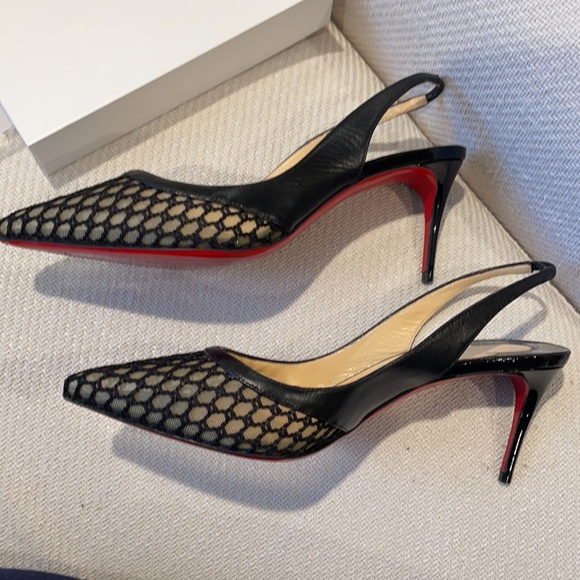 Black Sling Back Christian Louboutins Heels 39.5 - Picture 3 of 9